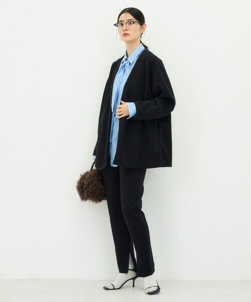 NOLLEY’S（ノーリーズ）の「《防シワ/ストレッチ》ウォッシャブルストレッチジャージハオリ（ブルゾン・レディース・オフホワイト/グレイッシュベージュ/ブラック・36/38）」の19枚目の写真