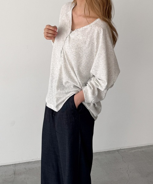 CANAL JEAN（キャナルジーン）の「El mar　ラグランヘンリーロンT（Tシャツ/カットソー・レディース・ブラウン/アッシュ/ホワイト・ONE SIZE）」の4枚目の写真