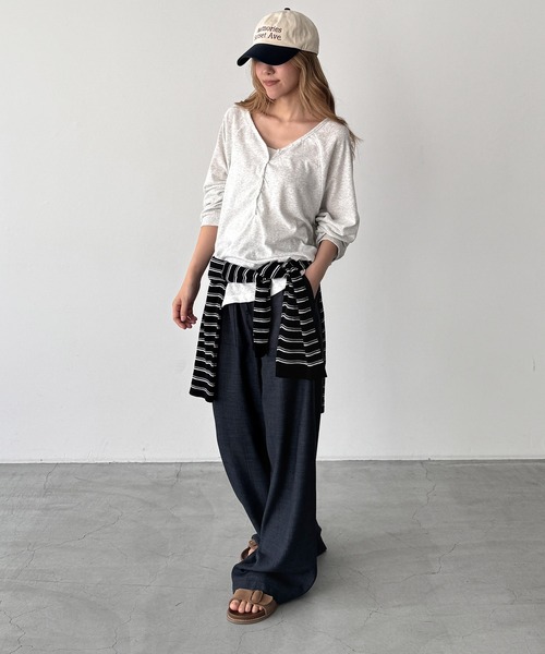 CANAL JEAN（キャナルジーン）の「El mar　ラグランヘンリーロンT（Tシャツ/カットソー・レディース・ブラウン/アッシュ/ホワイト・ONE SIZE）」の6枚目の写真