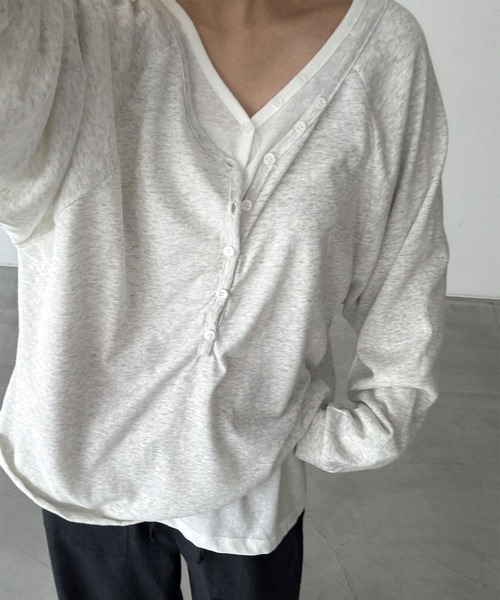 CANAL JEAN（キャナルジーン）の「El mar　ラグランヘンリーロンT（Tシャツ/カットソー・レディース・ブラウン/アッシュ/ホワイト・ONE SIZE）」の7枚目の写真