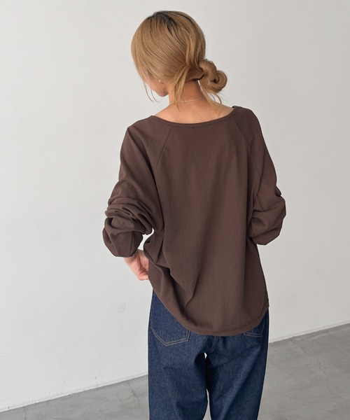 CANAL JEAN（キャナルジーン）の「El mar　ラグランヘンリーロンT（Tシャツ/カットソー・レディース・ブラウン/アッシュ/ホワイト・ONE SIZE）」の12枚目の写真