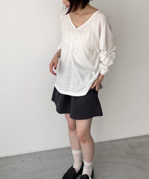 CANAL JEAN（キャナルジーン）の「El mar　ラグランヘンリーロンT（Tシャツ/カットソー・レディース・ブラウン/アッシュ/ホワイト・ONE SIZE）」の8枚目の写真
