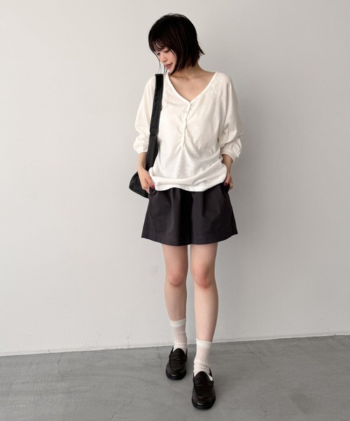 CANAL JEAN（キャナルジーン）の「El mar　ラグランヘンリーロンT（Tシャツ/カットソー・レディース・ブラウン/アッシュ/ホワイト・ONE SIZE）」の10枚目の写真