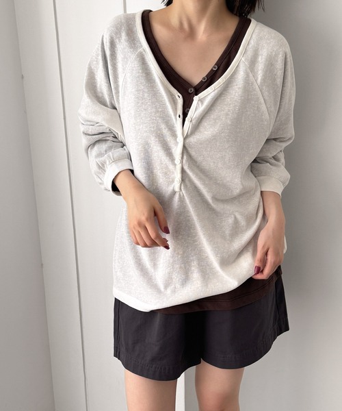 CANAL JEAN（キャナルジーン）の「El mar　ラグランヘンリーロンT（Tシャツ/カットソー・レディース・ブラウン/アッシュ/ホワイト・ONE SIZE）」の11枚目の写真
