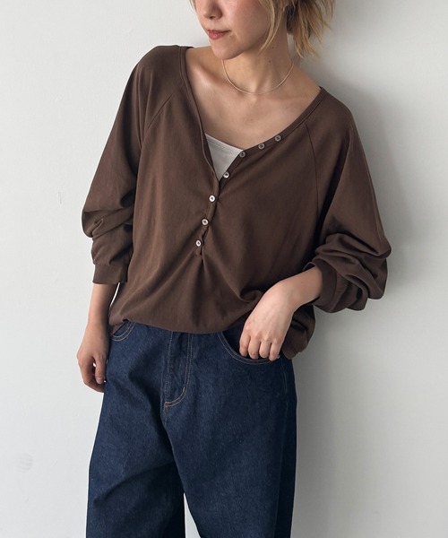 CANAL JEAN（キャナルジーン）の「El mar　ラグランヘンリーロンT（Tシャツ/カットソー・レディース・ブラウン/アッシュ/ホワイト・ONE SIZE）」の19枚目の写真