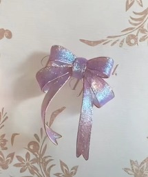 【金属アレルギー対応】グリッターリボン ピアス