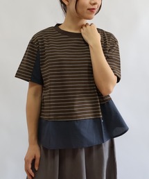 マルチボーダーシャツレイヤードカットソー