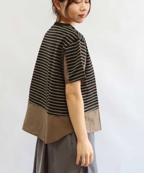 etre relie(エトレリー)の「マルチボーダーシャツレイヤードカットソー(Tシャツ/カットソー・レディース・ブラウン系その他2/ブラック系その他・MEDIUM)」の1枚目の写真