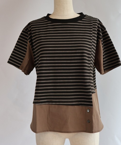 etre relie(エトレリー)の「マルチボーダーシャツレイヤードカットソー(Tシャツ/カットソー・レディース・ブラウン系その他2/ブラック系その他・MEDIUM)」の10枚目の写真