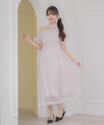 ワンショル花柄ロングワンピース