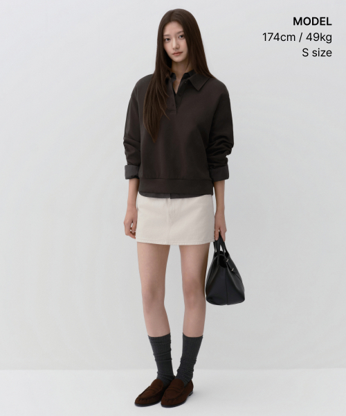 MUSINSA STANDARD WOMAN（ムシンサスタンダードウーマン）の「ウィメンズダブルニットカラー スウェットシャツ [ダークブラウン]（スウェット・レディース・その他・X-SMALL/SMALL/MEDIUM/LARGE）」の5枚目の写真