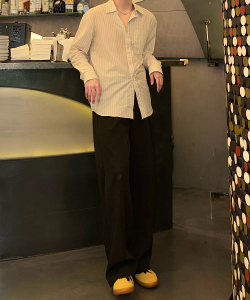 MINDBRIDGE（マインドブリッジ）の「[COUTURE] ストライプ オーバーサイズ 長袖 ポケット付きシャツ - 全3色（シャツ/ブラウス・メンズ・ダークベージュ/クリーム/ライトブルー・105/110/100/95）」の18枚目の写真