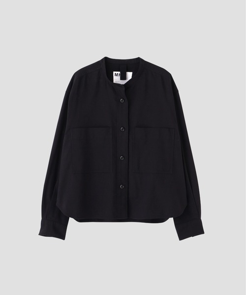 MHL.（エムエイチエル）の「FINE COTTON WOOL TWILL（シャツ/ブラウス・レディース・ブラック/グレー・2/1）」の4枚目の写真