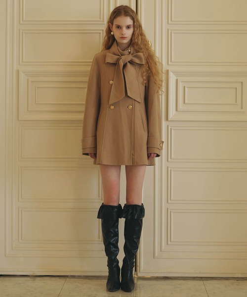 EIMY ISTOIRE(エイミーイストワール)の「ROYAL BOW TIE WOOL COAT(その他アウター・レディース・ブラック/ベージュ・38/36)」の4枚目の写真
