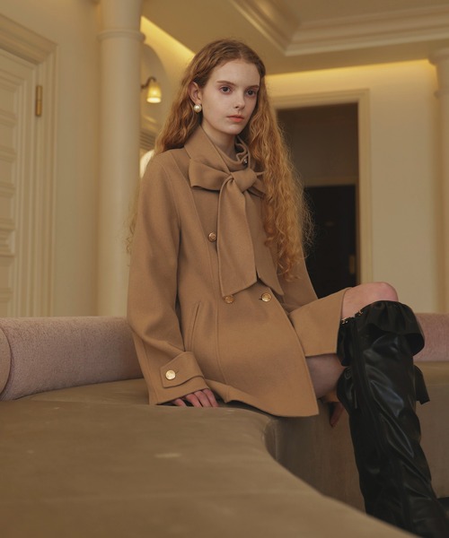 EIMY ISTOIRE(エイミーイストワール)の「ROYAL BOW TIE WOOL COAT(その他アウター・レディース・ブラック/ベージュ・38/36)」の15枚目の写真