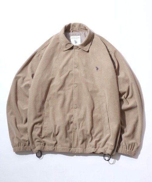 U.S. POLO ASSN.(ユーエスポロアッスン)の「U.S. POLO ASSN./ユーエスポロアッスン オーバーサイズ ワンポイント刺繍 ドローコード コーデュロイ コーチジャケット ブルゾン(ブルゾン・メンズ・アイボリー/ブラック/ベージュ/イエロー/グレイッシュブルー・M/L/LL)」の3枚目の写真