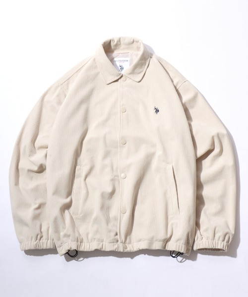 U.S. POLO ASSN.(ユーエスポロアッスン)の「U.S. POLO ASSN./ユーエスポロアッスン オーバーサイズ ワンポイント刺繍 ドローコード コーデュロイ コーチジャケット ブルゾン(ブルゾン・メンズ・アイボリー/ブラック/ベージュ/イエロー/グレイッシュブルー・M/L/LL)」の2枚目の写真