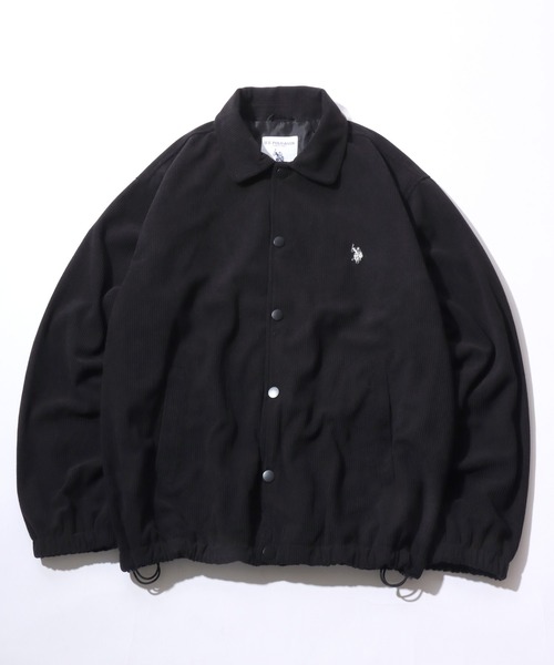 U.S. POLO ASSN.(ユーエスポロアッスン)の「U.S. POLO ASSN./ユーエスポロアッスン オーバーサイズ ワンポイント刺繍 ドローコード コーデュロイ コーチジャケット ブルゾン(ブルゾン・メンズ・アイボリー/ブラック/ベージュ/イエロー/グレイッシュブルー・M/L/LL)」の1枚目の写真