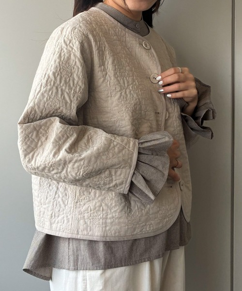 SELF+SERVICE(セルフサービス)の「ノベルティ付ゆべしさんコラボキルトジャケット(その他アウター・レディース・ベージュ系その他/ブラウン系その他・M/L)」の12枚目の写真