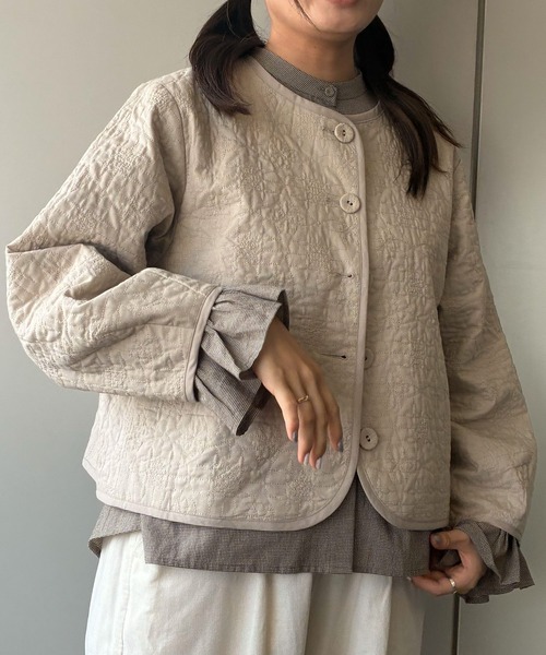 SELF+SERVICE(セルフサービス)の「ノベルティ付ゆべしさんコラボキルトジャケット(その他アウター・レディース・ベージュ系その他/ブラウン系その他・M/L)」の5枚目の写真