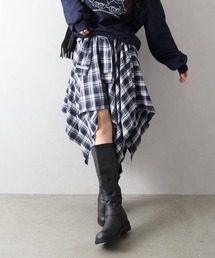 チェックシャツスリーブミニスカート