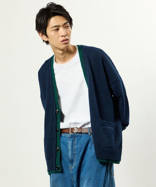 FREAK'S STORE(フリークスストア)の「限定展開 配色レイヤード風 カーディガン(カーディガン/ボレロ・メンズ・ブラウン/ネイビー/グレー/ブラック・LARGE/MEDIUM)」の4枚目の写真