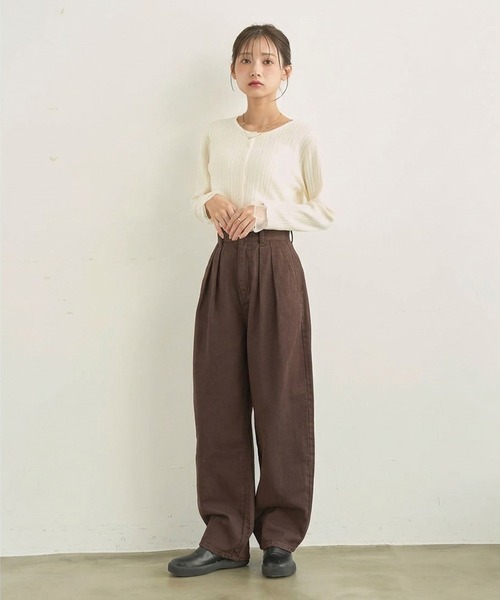 mil(ミル)の「バレルレッグ デニムパンツ【588225】(デニムパンツ・レディース・インディゴブルー/ブラウン/サックスブルー・S-Short/S-Regular/M-Short/M-Regular)」の1枚目の写真