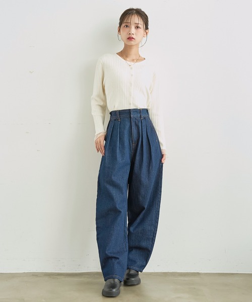 mil(ミル)の「バレルレッグ デニムパンツ【588225】(デニムパンツ・レディース・インディゴブルー/ブラウン/サックスブルー・S-Short/S-Regular/M-Short/M-Regular)」の8枚目の写真