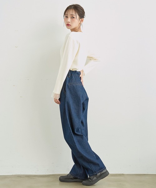 mil(ミル)の「バレルレッグ デニムパンツ【588225】(デニムパンツ・レディース・インディゴブルー/ブラウン/サックスブルー・S-Short/S-Regular/M-Short/M-Regular)」の5枚目の写真