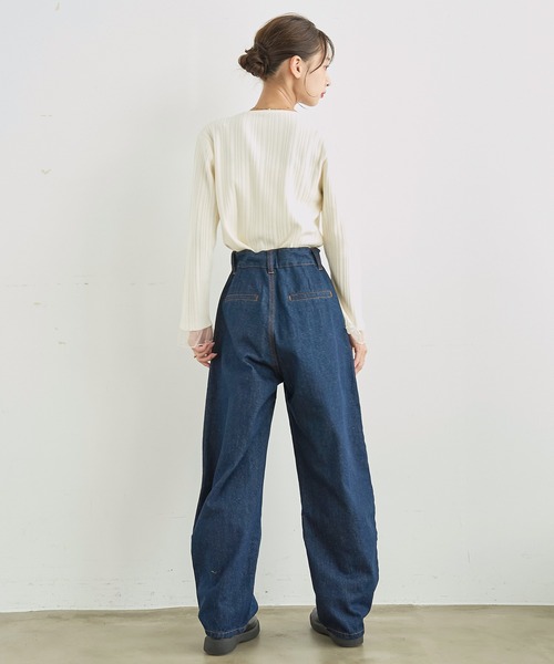 mil(ミル)の「バレルレッグ デニムパンツ【588225】(デニムパンツ・レディース・インディゴブルー/ブラウン/サックスブルー・S-Short/S-Regular/M-Short/M-Regular)」の6枚目の写真