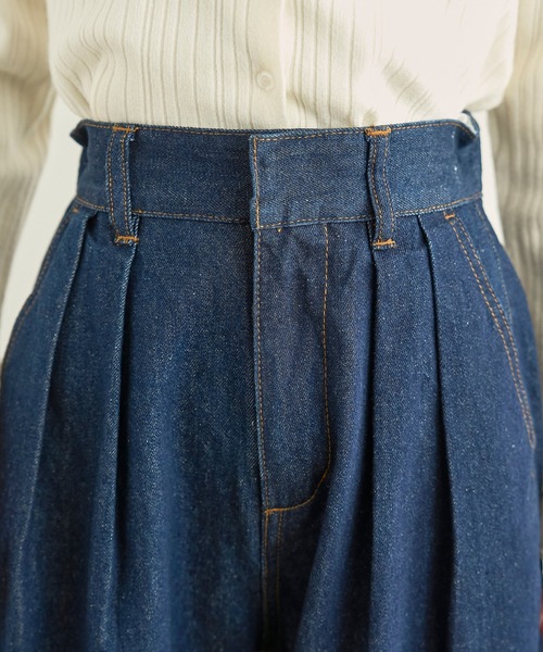 mil(ミル)の「バレルレッグ デニムパンツ【588225】(デニムパンツ・レディース・インディゴブルー/ブラウン/サックスブルー・S-Short/S-Regular/M-Short/M-Regular)」の14枚目の写真