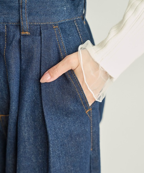 mil(ミル)の「バレルレッグ デニムパンツ【588225】(デニムパンツ・レディース・インディゴブルー/ブラウン/サックスブルー・S-Short/S-Regular/M-Short/M-Regular)」の15枚目の写真