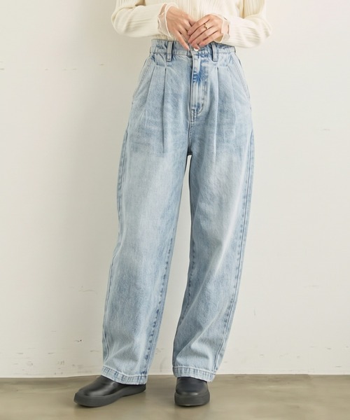 mil(ミル)の「バレルレッグ デニムパンツ【588225】(デニムパンツ・レディース・インディゴブルー/ブラウン/サックスブルー・S-Short/S-Regular/M-Short/M-Regular)」の11枚目の写真