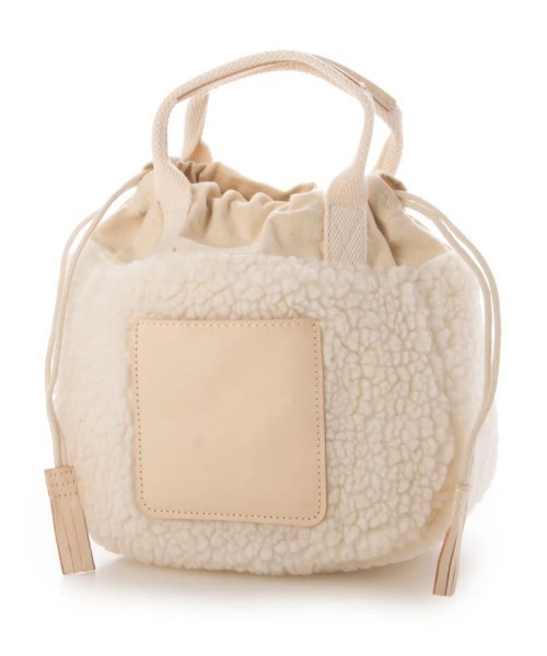 EARTH MADE（アースメイド）の「BOA COLORFUL巾着 TOTE（トートバッグ・レディース・グレー/ネイビー/グリーン/アイボリー/オレンジ/ブラック・FREE）」の4枚目の写真