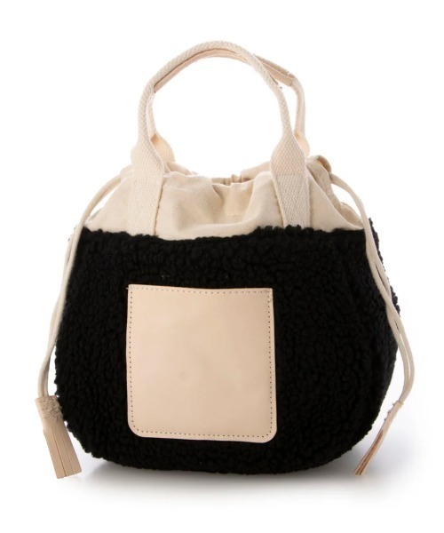 EARTH MADE（アースメイド）の「BOA COLORFUL巾着 TOTE（トートバッグ・レディース・グレー/ネイビー/グリーン/アイボリー/オレンジ/ブラック・FREE）」の2枚目の写真