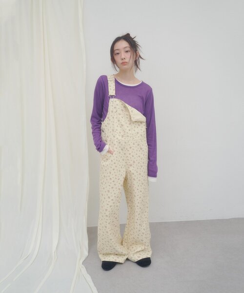 DISCOAT(ディスコート)の「【umm.】リボンポケット花柄サロペット(サロペット/オーバーオール・レディース・アイボリー/ネイビー・FREE)」の8枚目の写真