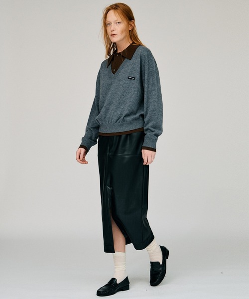 PRANK PROJECT(プランクプロジェクト)の「【2026Winter Pre-Order】レイヤードポロニットトップ / Layered Polo Knit Top(ニット/セーター・レディース・グリーン/ブラウン/グレー/チャコールグレー・FREE)」の6枚目の写真