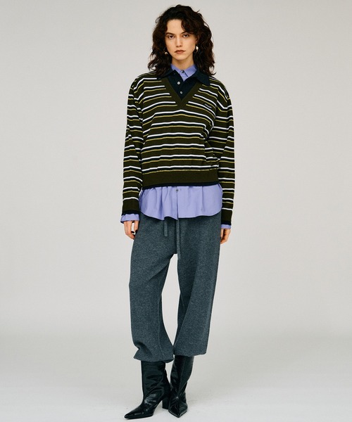 PRANK PROJECT(プランクプロジェクト)の「【2026Winter Pre-Order】レイヤードポロニットトップ / Layered Polo Knit Top(ニット/セーター・レディース・グリーン/ブラウン/グレー/チャコールグレー・FREE)」の8枚目の写真