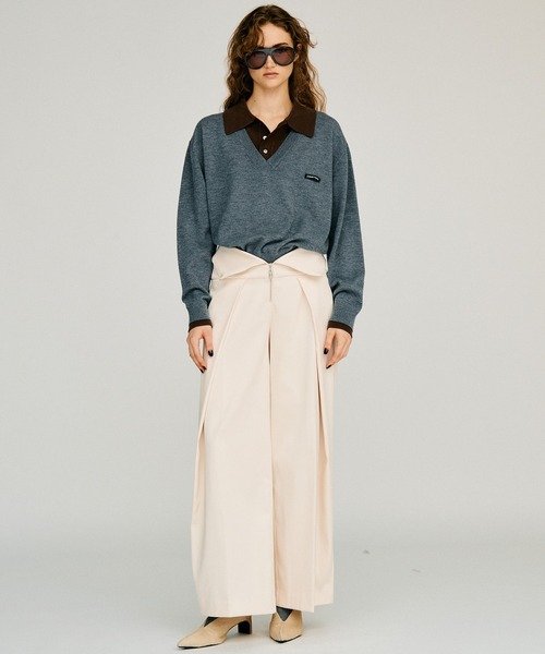 PRANK PROJECT(プランクプロジェクト)の「【2026Winter Pre-Order】レイヤードポロニットトップ / Layered Polo Knit Top(ニット/セーター・レディース・グリーン/ブラウン/グレー/チャコールグレー・FREE)」の7枚目の写真