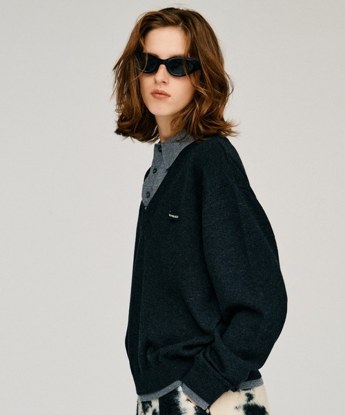 PRANK PROJECT(プランクプロジェクト)の「【2026Winter Pre-Order】レイヤードポロニットトップ / Layered Polo Knit Top(ニット/セーター・レディース・グリーン/ブラウン/グレー/チャコールグレー・FREE)」の10枚目の写真
