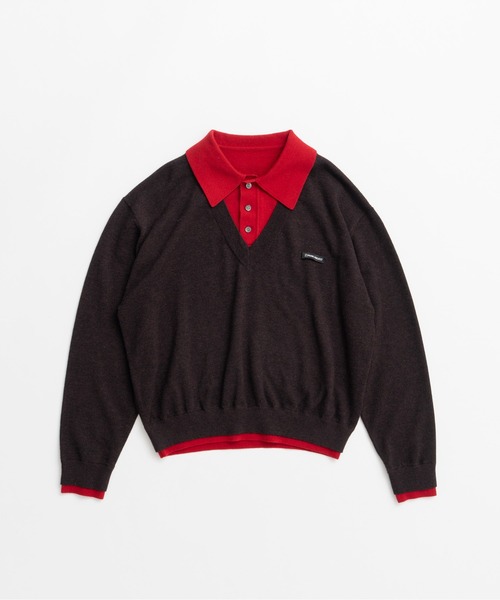 PRANK PROJECT(プランクプロジェクト)の「【2026Winter Pre-Order】レイヤードポロニットトップ / Layered Polo Knit Top(ニット/セーター・レディース・グリーン/ブラウン/グレー/チャコールグレー・FREE)」の13枚目の写真