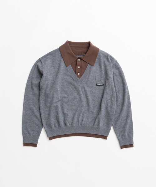 PRANK PROJECT(プランクプロジェクト)の「【2026Winter Pre-Order】レイヤードポロニットトップ / Layered Polo Knit Top(ニット/セーター・レディース・グリーン/ブラウン/グレー/チャコールグレー・FREE)」の15枚目の写真