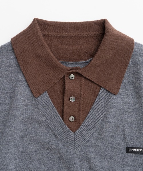 PRANK PROJECT(プランクプロジェクト)の「【2026Winter Pre-Order】レイヤードポロニットトップ / Layered Polo Knit Top(ニット/セーター・レディース・グリーン/ブラウン/グレー/チャコールグレー・FREE)」の17枚目の写真
