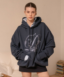 BLOSSOMING ROSE LOGO HOODIE NAVY