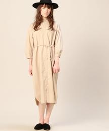 BEAUTY&YOUTH UNITED ARROWS | BY タイプライターバンドカラーシャツ8分袖ワンピースо(ワンピース)