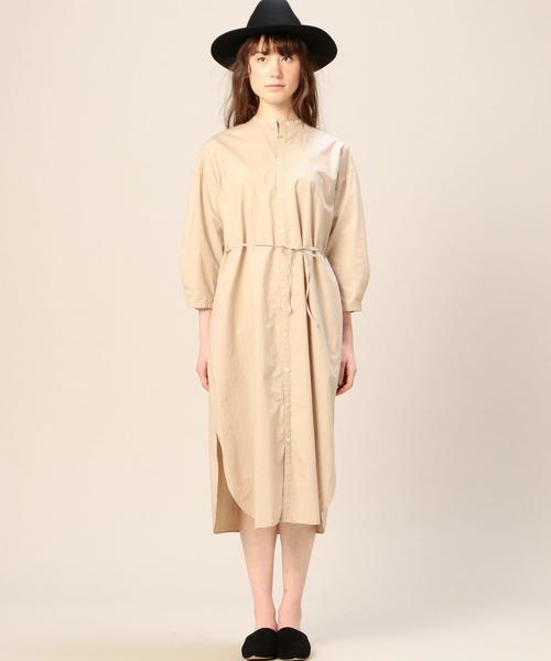 BEAUTY&YOUTH UNITED ARROWS(ビューティーアンドユースユナイテッドアローズ)の「BY タイプライターバンドカラーシャツ8分袖ワンピース◆(ワンピース・レディース・ブラック/ベージュ・FREE)」の3枚目の写真