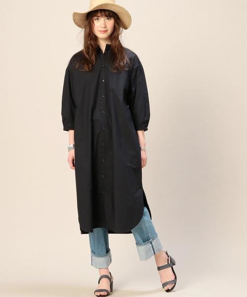 BEAUTY&YOUTH UNITED ARROWS(ビューティーアンドユースユナイテッドアローズ)の「BY タイプライターバンドカラーシャツ8分袖ワンピース◆(ワンピース・レディース・ブラック/ベージュ・FREE)」の9枚目の写真