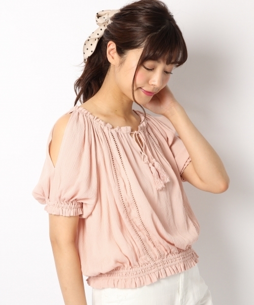 Heather(ヘザー)の「カタアキヨウリュウブラウス 722682(シャツ/ブラウス・レディース・オフホワイト/ブルー系その他/ピンク系その他・FREE)」の1枚目の写真