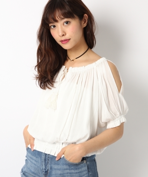 Heather(ヘザー)の「カタアキヨウリュウブラウス 722682(シャツ/ブラウス・レディース・オフホワイト/ブルー系その他/ピンク系その他・FREE)」の2枚目の写真