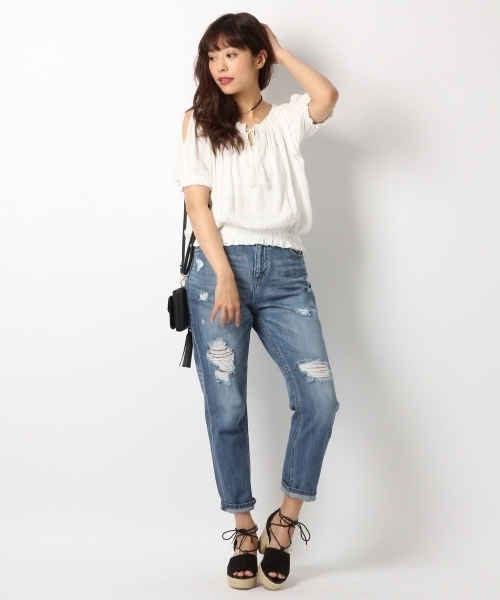 Heather(ヘザー)の「カタアキヨウリュウブラウス 722682(シャツ/ブラウス・レディース・オフホワイト/ブルー系その他/ピンク系その他・FREE)」の5枚目の写真